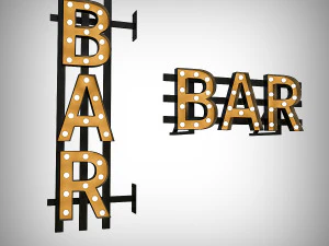 sinal de l&acirc;mpada de bar Modelo 3D
