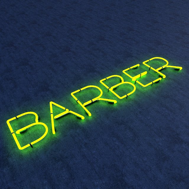 barber neon sign 3D 模型 .c4d .max .obj .3ds .fbx .stl .blend 