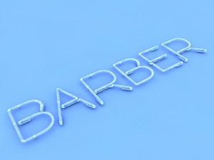 barber neon sign 3D 模型