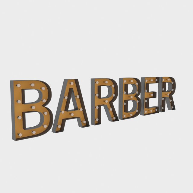 barber sign with bulb Modelo 3D .c4d .max .obj .3ds .fbx .stl .blend 
