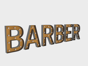 barber sign with bulb 3D Model