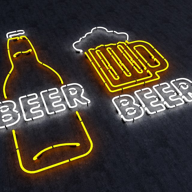 neon beer sign 3D Model .c4d .max .obj .3ds .fbx .stl .blend 