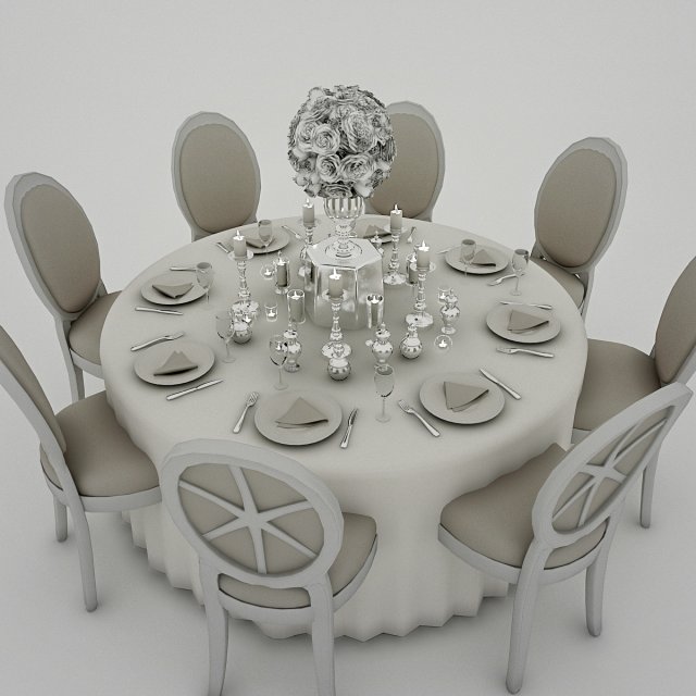 white wedding table 3Dモデル .c4d .max .obj .3ds .fbx .stl .blend 
