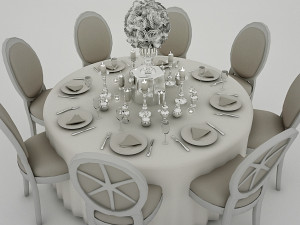 white wedding table 3D Model