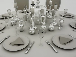 white wedding table 3D Model