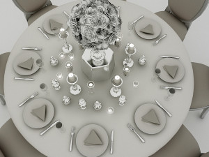 white wedding table 3Dモデル