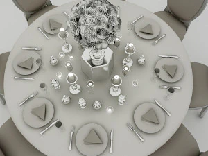 white wedding table 3D Model