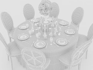 white wedding table 3D Model