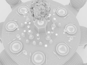 white wedding table 3D Model