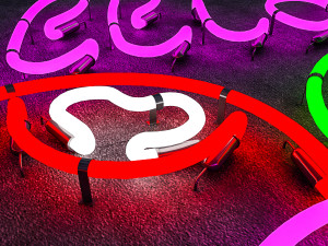 neon billiards sign 3D Model
