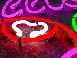 neon billiards sign 3D Model