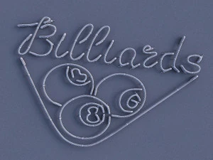 neon billiards sign 3D Model