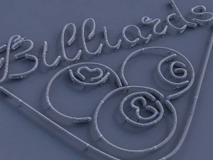 neon billiards sign 3D Model