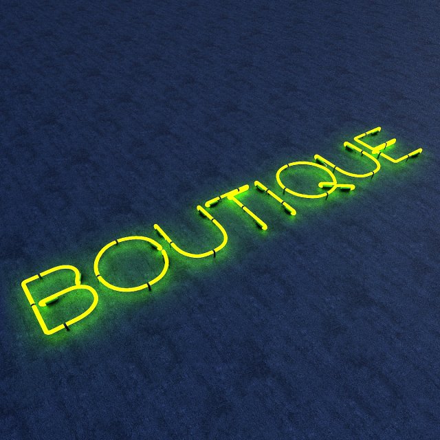 boutuque neon sign 3D Model .c4d .max .obj .3ds .fbx .stl .blend 