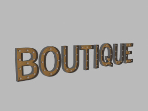 boutuque sign with bulb 3D Model