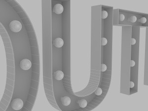 boutuque sign with bulb Model 3D