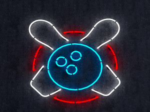 neon bowling sign Modelo 3D