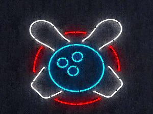 neon bowling sign 3D Model