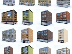 Городской набор 3d зданий 3D Модель