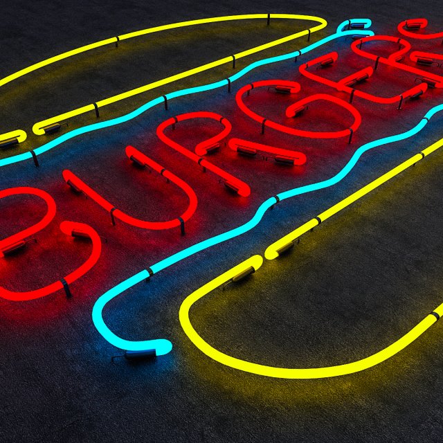 burgers neon sign Modèle 3D .c4d .max .obj .3ds .fbx .stl .blend 