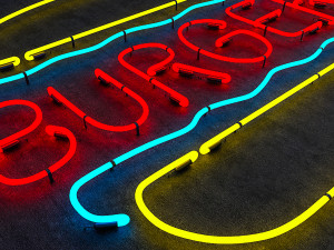 burgers neon sign 3D Model
