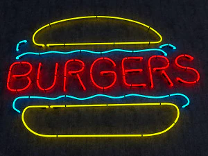 burgers neon sign 3D Model