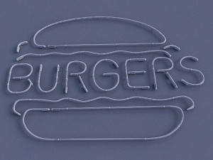 burgers neon sign Modèle 3D