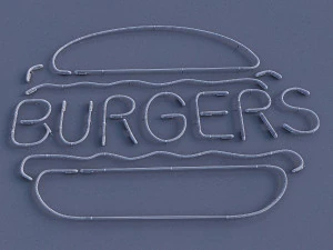 burgers neon sign 3D Model