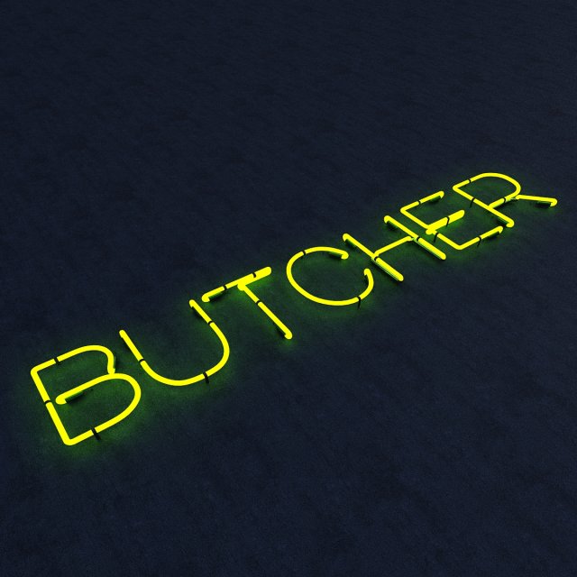 butcher neon sign 3D Model .c4d .max .obj .3ds .fbx .stl .blend