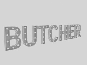 butcher sign with bulb 3D Model