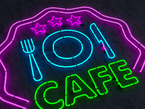 cafe food neon sign 3D Model