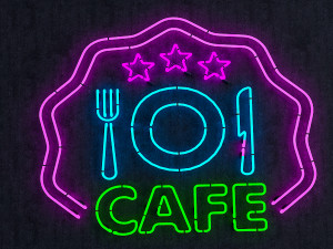 cafe food neon sign 3D Модель