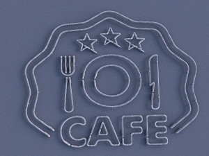 cafe food neon sign 3D Модель
