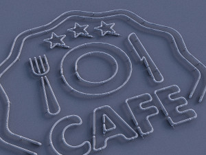 cafe food neon sign 3D Модель