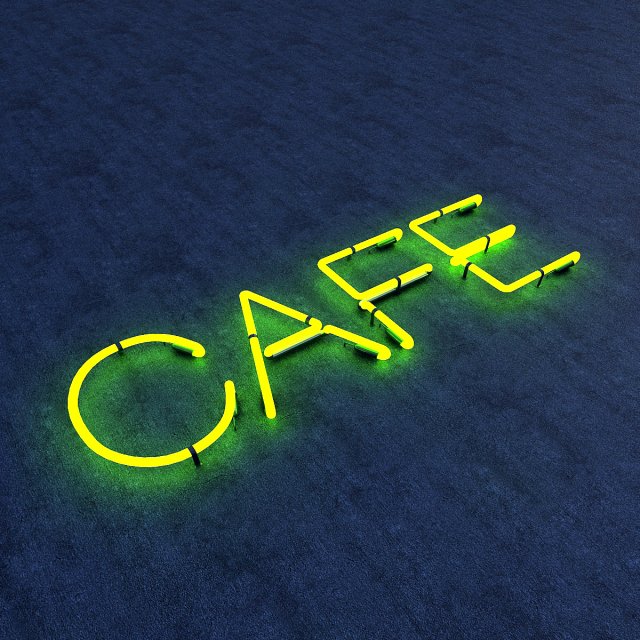 cafe neon sign 3D 模型 .c4d .max .obj .3ds .fbx .stl .blend 