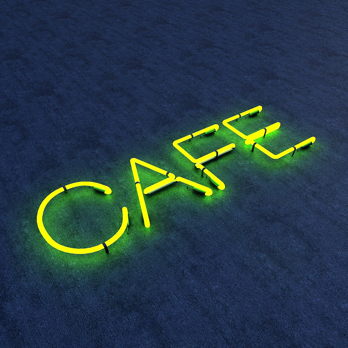 cafe neon sign 3D Model .c4d .max .obj .3ds .fbx .stl .blend