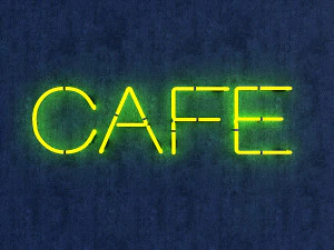 cafe neon sign 3D Model