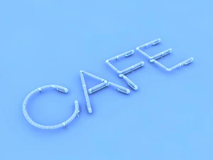 cafe neon sign 3D Model