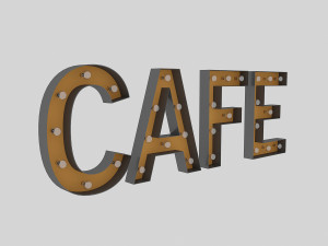 cafe sign with bulb 3Dモデル