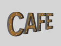 Cafe Sign With Bulb Modello 3D