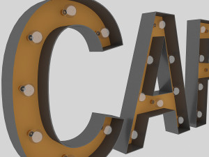 cafe sign with bulb 3D 模型