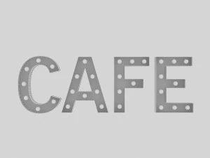 sinal de caf&eacute; com l&acirc;mpada Modelo 3D