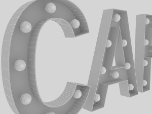 cafe sign with bulb 3D 模型
