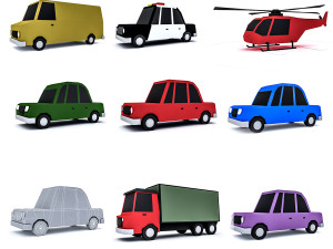 cartoon vehicle set 3Dモデル