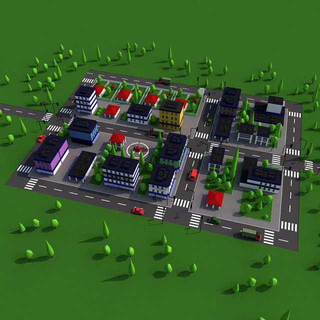 cartoon city 3D Model .c4d .max .obj .3ds .fbx .stl .blend 