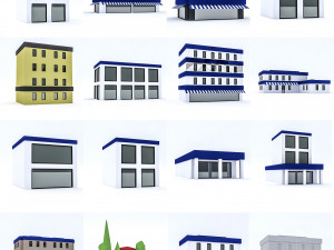 cartoon boildings pack 3D Model