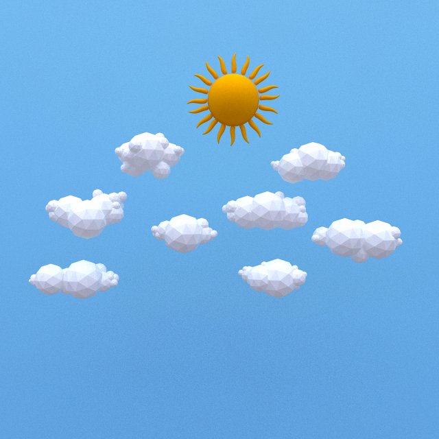 low poly clouds pack 3D Model .c4d .max .obj .3ds .fbx .stl .blend 