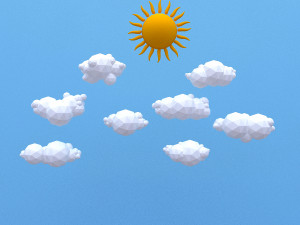 low poly clouds pack 3D Model