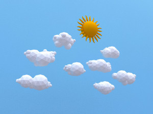 low poly clouds pack 3D Model