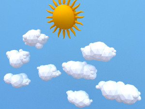 low poly clouds pack 3D Model
